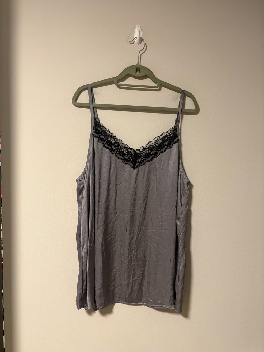 Torrid Gray Cami with Black Lace Trim Sz 3